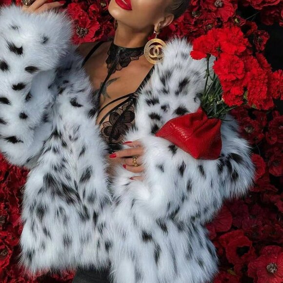 Multicolor Casual Women's Faux Fur Leopard Print Jacket - Picture 4 of 6